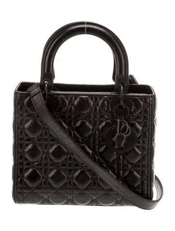 Dior Women's Medium Lady Dior Crinkled Cannage Calfskin Bag