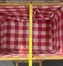 Vintage Wicker Picnic Basket with Handles Red Liner 15”x12”x10” | eBay