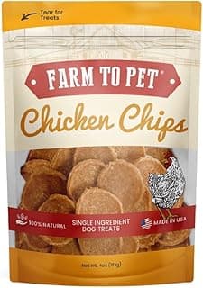 Farm To Pet - Dog Training Treats - Chicken Chips, Single Ingredient - 4 oz, Lean, All Natural, Healthy Dog Treats for Small, Medium, Large Breeds, & Puppies, Made in USA