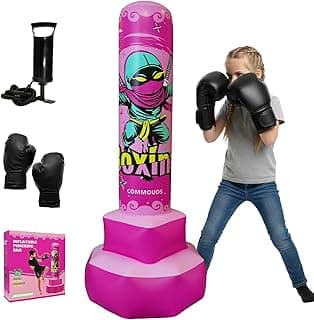 COMMOUDS 67inch Punching Bag for Kids, Inflatable Kids Boxing Set with Gloves, Fast Rebound Punching Bag for Practicing Karate, Taekwondo, MMA, Christmas/Birthday Gift for Boys Girls, Ages 6-14