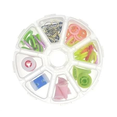 89-piece Knitting Tool Set with Needles, Row Counter, Metal & Plastic Markers, Circular Needles, and Storage Box, Adult Unisex, Size: 3.54 x 3.54 x