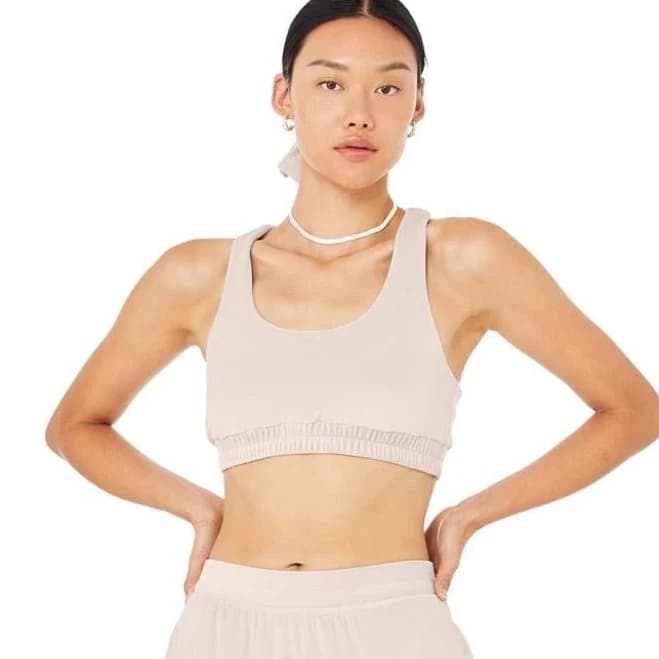 Alo Yoga Velour Glimmer Scoop Neck Bra