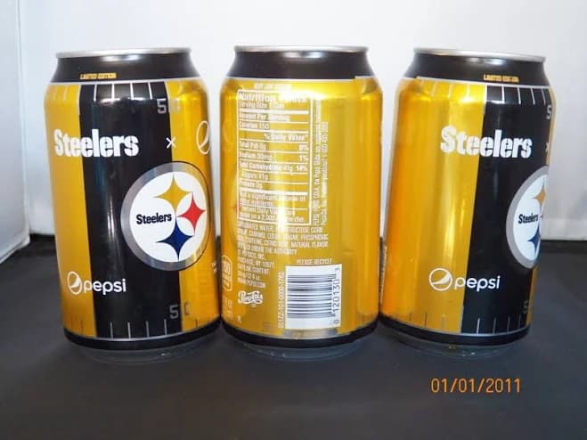 3 Pepsi Nfl Pittsburgh Steelers 12 Oz Soda Can Football Sports Bottom