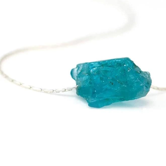 Sterling Silver Blue Apatite Crystal Necklace