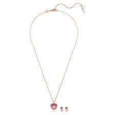 Hyperbola set, Heart, Pink, Rose gold-tone plated | Swarovski