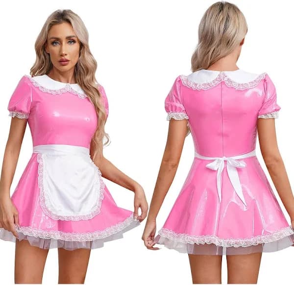 Womens French Maid Costume Lace Servant Dresses Masquerade Uniform