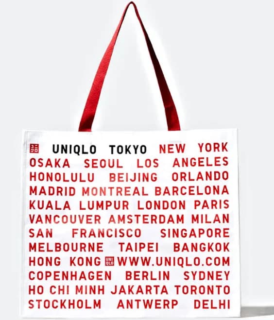 UNIQLO Limited Edition Reusable Shopping Tote City Collectible - White/Red