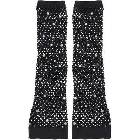 Nylon Mesh Rhinestone Gloves