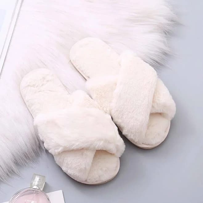 Dusty Blue Getting Ready | Birdy Grey Fuzzy Slippers