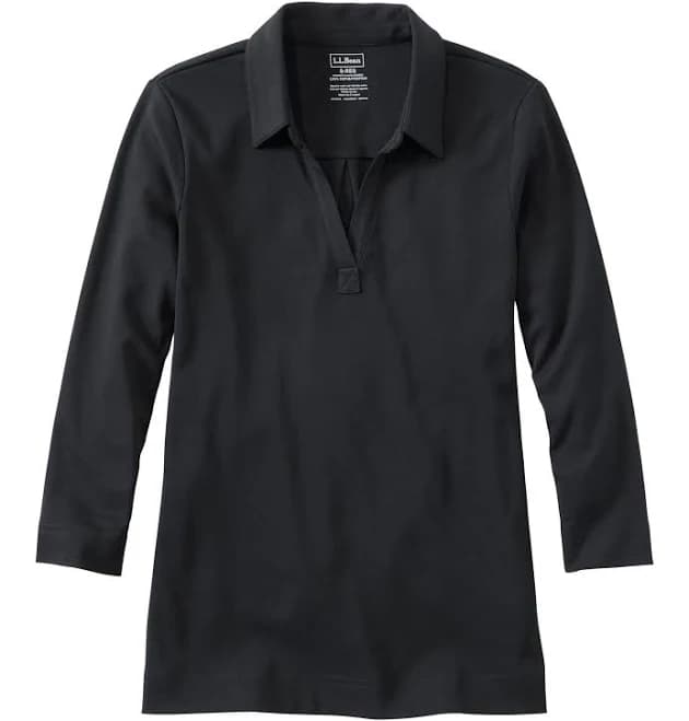 L.L.Bean Women's Pima Cotton Three-Quarter-Sleeve Polo
