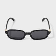 Women's Shiny Plastic Rectangle Shaped Sunglasses - A New Day™ Black : Target