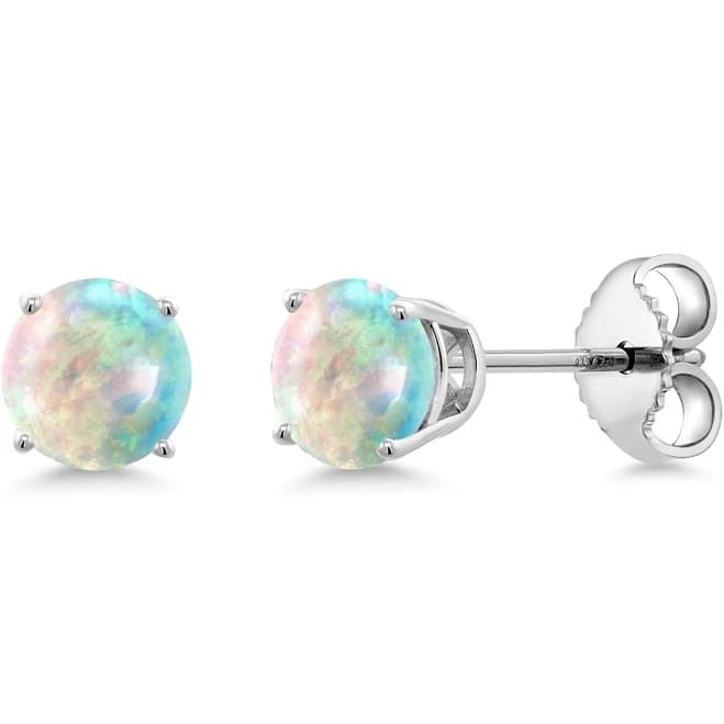 gem stone king 925 Sterling Silver 4MM Round Gemstone Birthstone Stud Earrings for Women Men