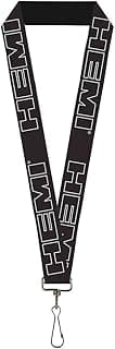 Buckle Down Lanyard-1.0"-Hemi Bold Outline Black/White