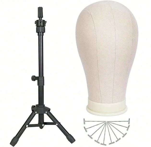 22INCH Wig Head Mannequin Head With Wig Stand ,Manikin Canvas Head For Wigs Making Display,