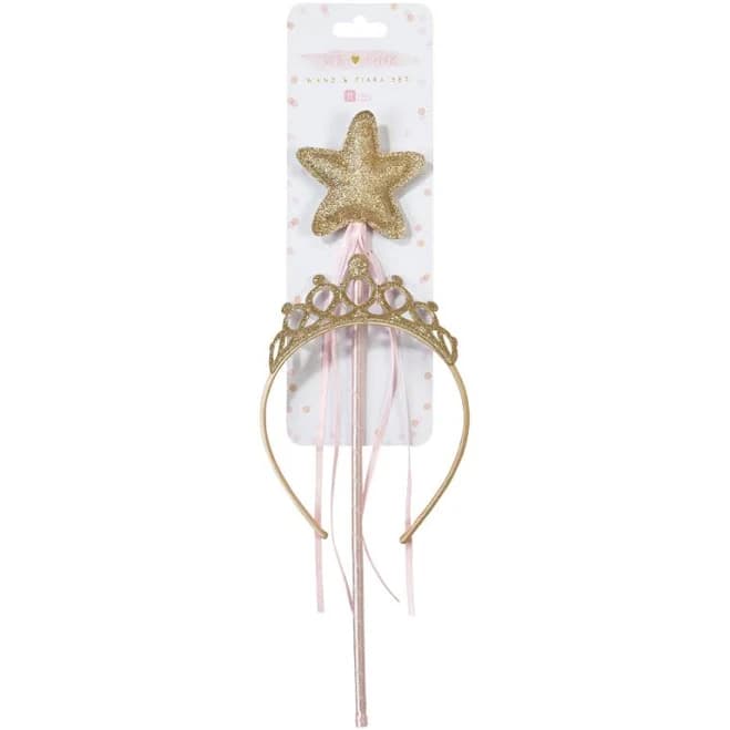 Pink & Gold Princess Wand & Tiara Set