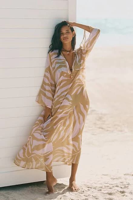 Anthropologie Patterned Sheer Kaftan