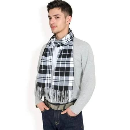 Anna-Kaci Men's Classic Plaid Fringed Edge Scarf