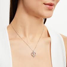 Diamond Heart Necklace 1/8 ct tw Baguette/Round Sterling Silver | Kay