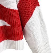 Two Tone Sweater with Drop Shoulder - Red - 3T92480713