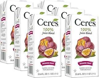 Ceres 100% All Natural Pure Fruit Juice Blend - Delicious Passion Fruit Edition - Rich in Vitamin C, No Added Sugar or Preservatives, Cholesterol and Gluten Free - 33.8 Fl Oz (Pack of 6)