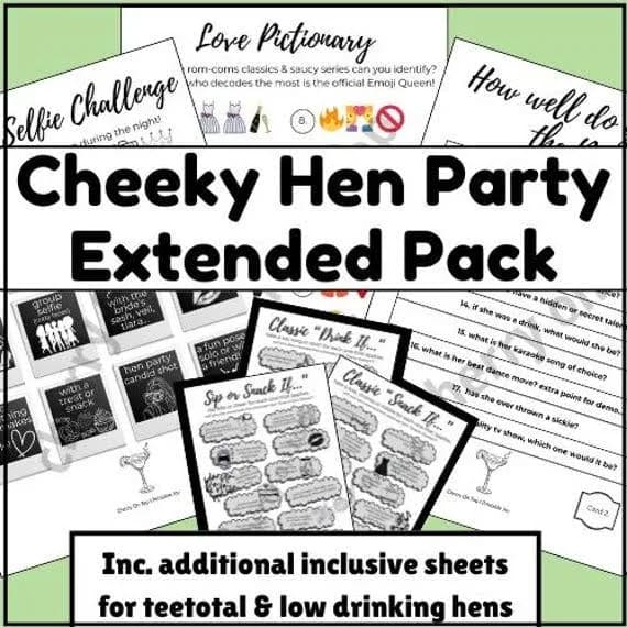 EXTENDED Hen Party Games Pack: Original Cheeky Games + bonus inclusive sheets I Instant Download