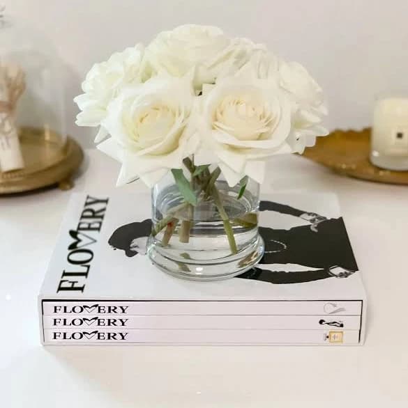 Latitude Run White Real-Touch Rose Arrangement in Vase