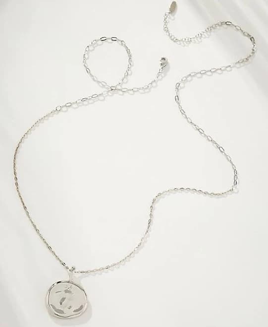 Anthropologie Silver Long Pendant Necklace