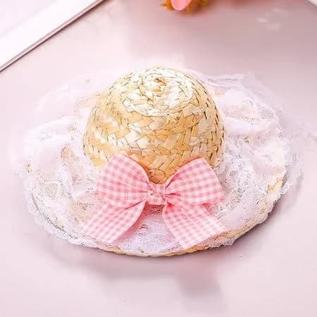 Small Pet Supplies Pet Accessories for Dogs Hat Birthday Hat for Dogs Woven Straw Lace Bow Pet Sun Hat for Small Cats and Dogs, Size: One size, Black