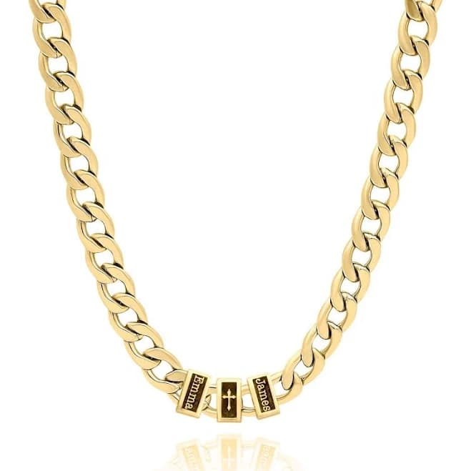 Talisa Cross Cuban Link Chain with Names