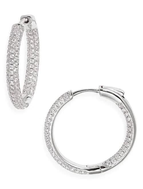 Nordstrom Cubic Zirconia Pavé Hoop Earrings