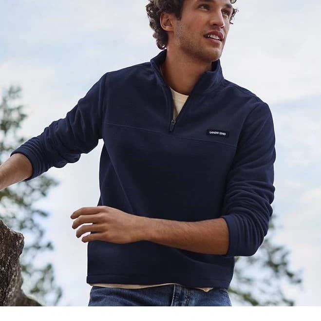 Lands' End Men's Anyweather Fleece Quarter Zip Pullover