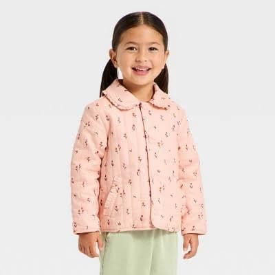 Cat & Jack Toddler Girls' Floral Quilted Jacket