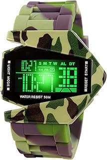 Military Cool LED Display Colorful Light Digital Hunter Camo Silicone Sport Stealth Fighter Style Watch