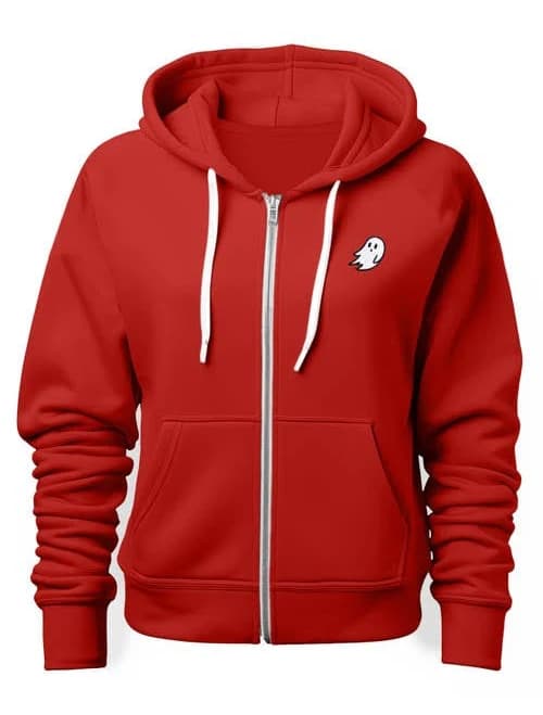 Dalix Men's Ghost Embroidered Fleece Zip Hoodie