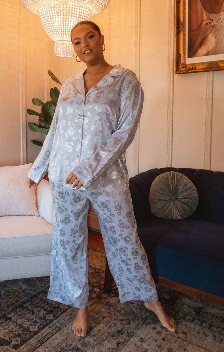 Show Me Your Mumu Classic Floral Silky Crop Topped Pj Set