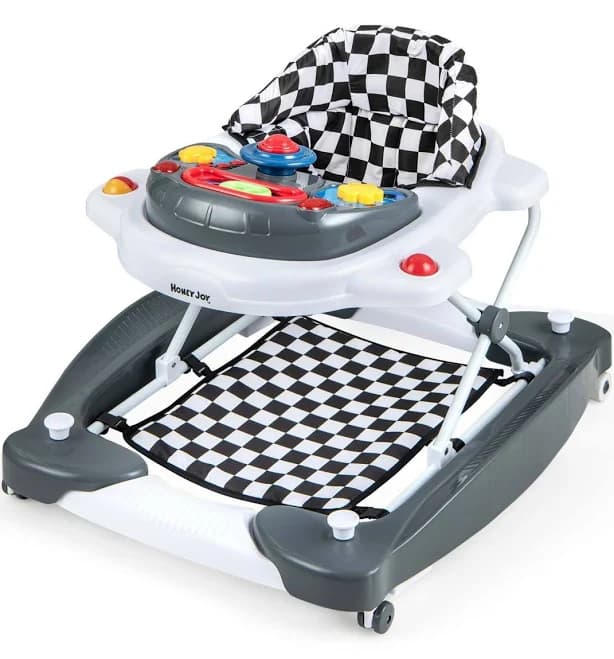 Costway 6 in 1 Foldable Baby Walker with Adjustable Height Black