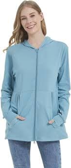 Codida Mastectomy Shirts With Drain Pockets Mid Weight Zip Up Hoodie For Women Post surgical, Grayish Blue, XXL: Buy Online at Best Price in UAE - Amazon.ae