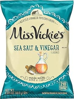 Miss Vickie's Kettle Cooked Potato Chips, Sea Salt & Vinegar, 1.375 Ounce (Pack of 64)