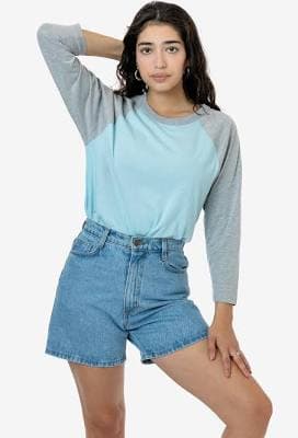 Los Angeles Apparel 3/4 Sleeve Poly Cotton Raglan Top