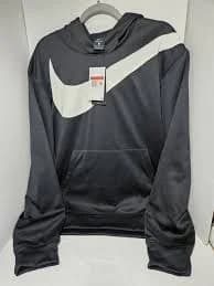 Nike Mens Size Large Black With White Swoosh Hoodie Loose Fit Dri-fit
