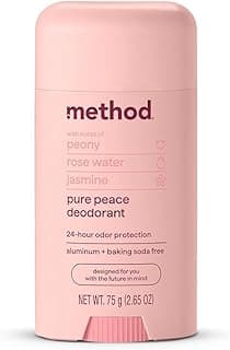 Method Deodorant, Pure Peace, Rose Water, Peonies + Pink Sea Salt notes, 24 Hour Odor Protection, 2.65 oz