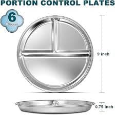 EWFEN 9 Inch Stainless Steel Kids Plates Set of 6 : Amazon.sg: Baby Products
