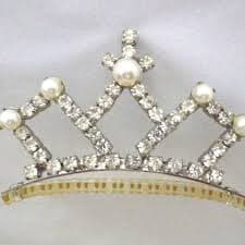 Vintage Signed Faux Pearl and Rhinestone Tiara Hair Comb. For Sale at Ruby Lane
