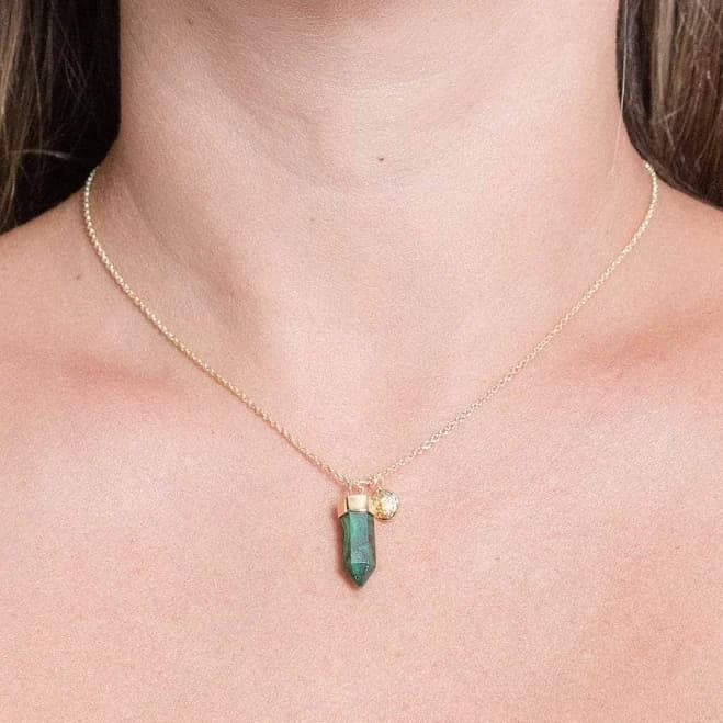 Malachite Crystal Point Necklace