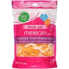 Food Club Four Cheese Mexican Blend Shredded From Monterey Jack, Cheddar, Asadero & Queso Quesadilla Cheeses