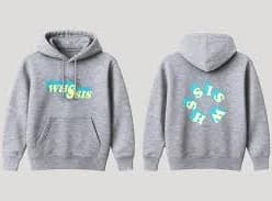 Men's Heather Gray Hoodie Double-Sided Blue & Yellow Typography Graphic Print Pullover Oversized Casual Daily Fashion Sweatshirt”