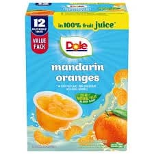 Dole Mandarin Oranges Fruit Cups in Juice - 12 ct