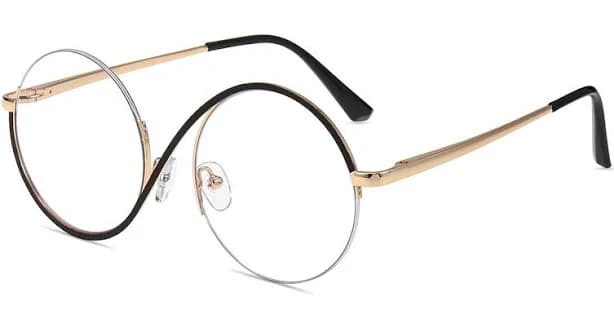 Firmoo Black Gold Round Prescription Glasses Metal Frame M88105