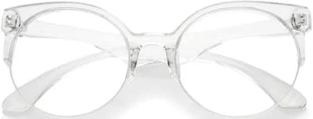 Modern Translucent Frame Round Semi-Rimless Eyeglasses