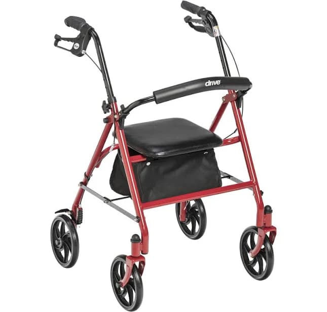Drive Medical Four Wheel Rollator with Fold Up Removable Back Support